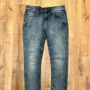 NUDIE Jeans Blue Slim Fit W31 L32 Lean Dean Broken Sage Light Wash Stretch Denim